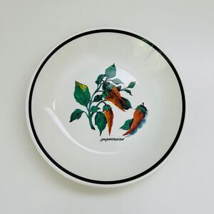 OVER AND BACK Stoneware Black Rim "Peperoncino" (Red Pepper) Pasta Bowl
